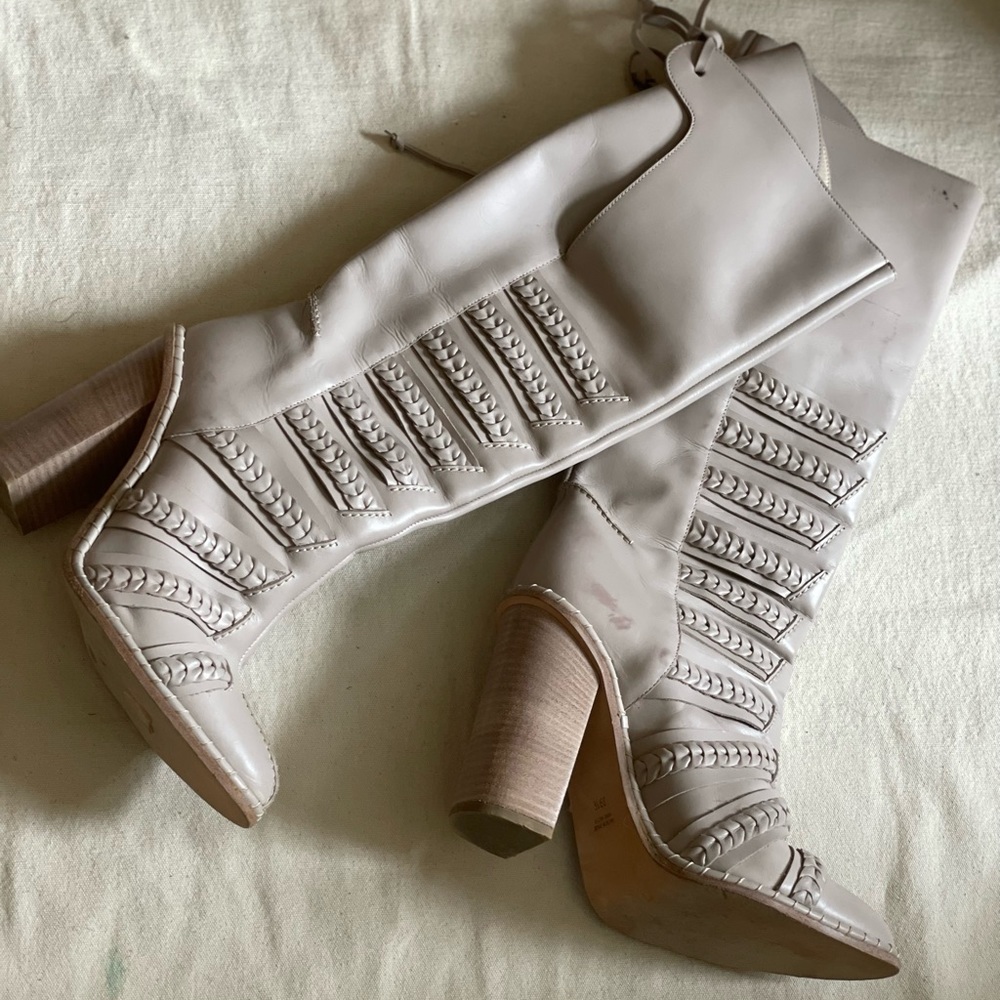 Thakoon knee high boots. Sz 39.5EU (8.5/9US) Dove grey/light beige, lightly worn